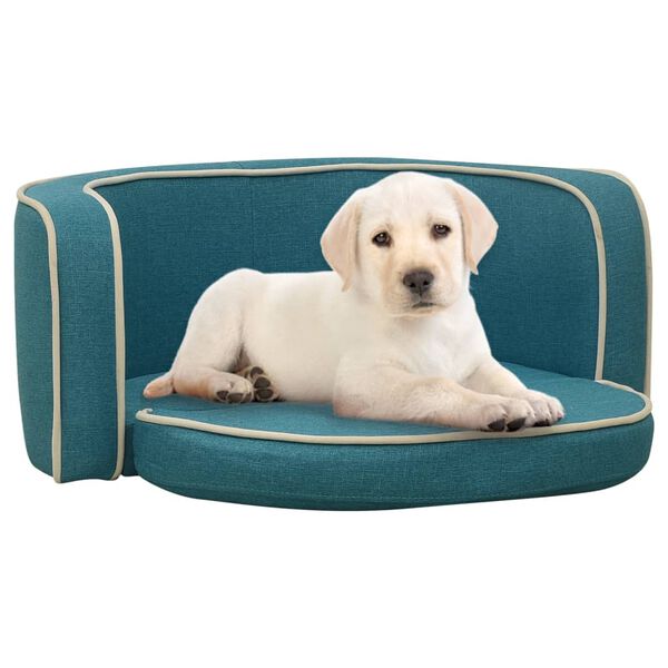 vidaXL Foldable Dog Sofa Turquoise 76x71x30 cm Linen Washable Cushion