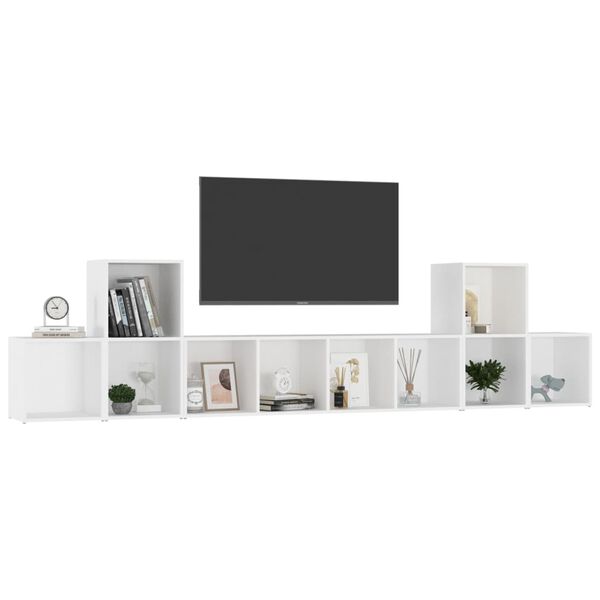 vidaXL 5 Piece TV Cabinet Set White Engineered Wood