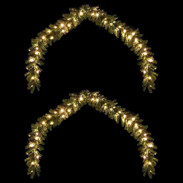 vidaXL Christmas Garland with 600 LEDs 2 pcs Green PVC
