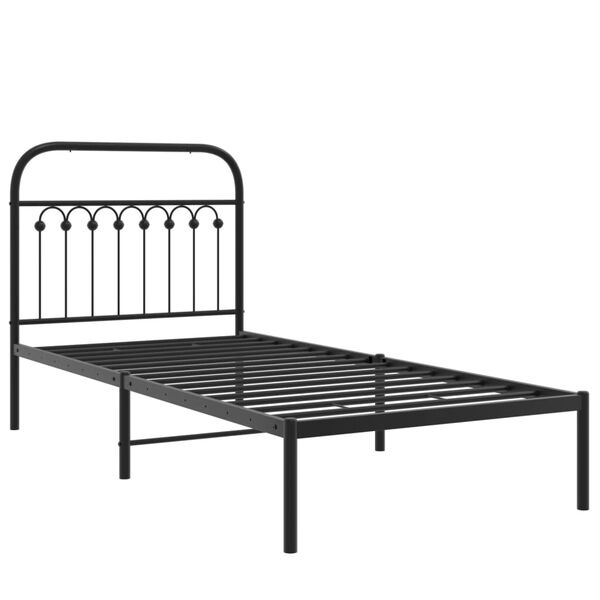 vidaXL Metal Bed Frame without Mattress with Headboard Black 90x200cm