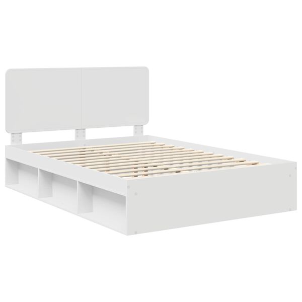 vidaXL Bed Frame with Headboard White 160 x 200 cm Solid Pine Wood