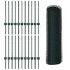 vidaXL Fence with Post Green 0.5 x 50 m Steel and PVC