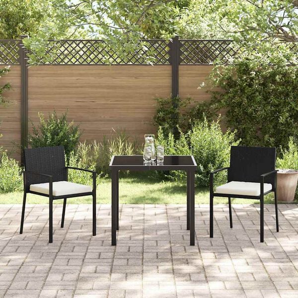 vidaXL Garden Dining Set 3 pcs Black Powder-Coated Steel