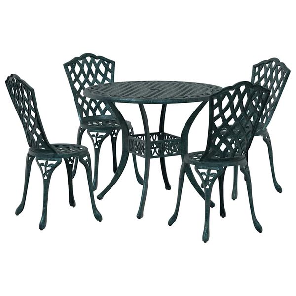 vidaXL Garden Dining Set 5 pcs Green Aluminium