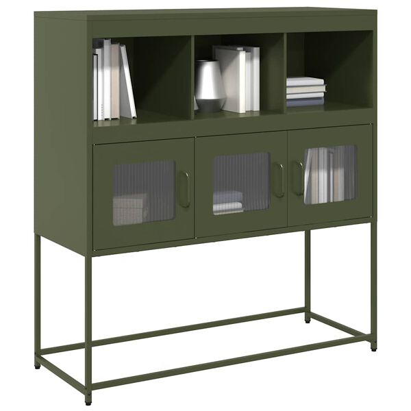 vidaXL Sideboard Olive Green 100.5x39x107 cm Cold-rolled Steel