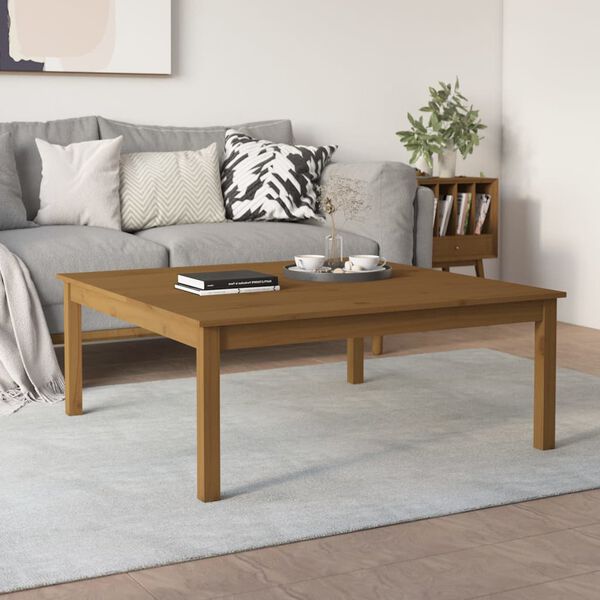 vidaXL Coffee Table Honey Brown 100x100x40 cm Solid Wood Pine