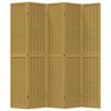 vidaXL Room Divider 5 Panels Brown Solid Wood Paulownia