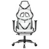 vidaXL Massage Gaming Chair with Footrest White&Black Faux Leather