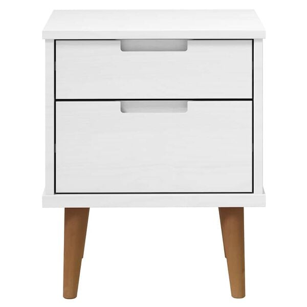 vidaXL Bedside Cabinet MOLDE White 40x35x48 cm Solid Wood Pine