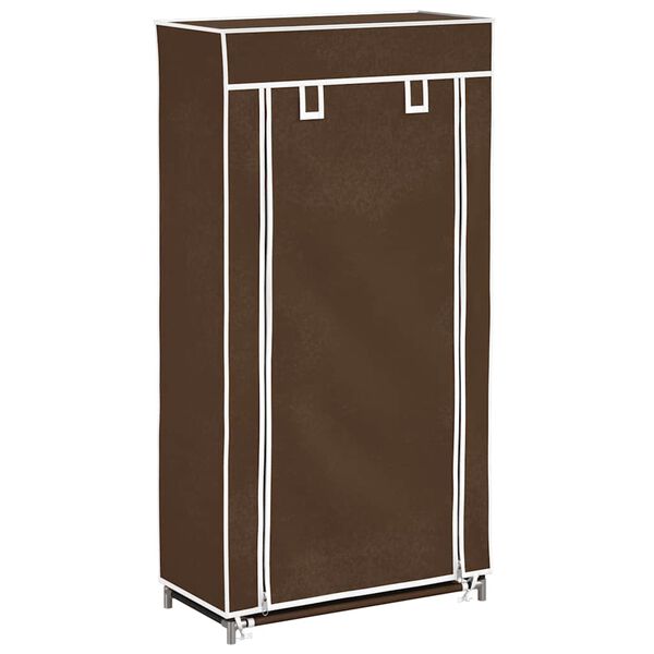 Fabric Shoe Cabinet with Cover 58 x 28 x 106 cm Brown
