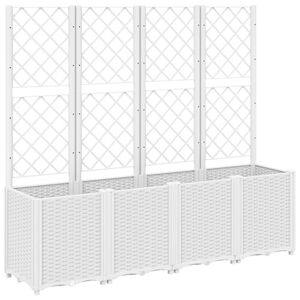 vidaXL Garden Planter with Trellis White 160x40x140 cm PP