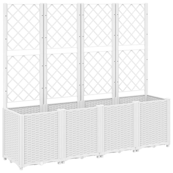 vidaXL Garden Planter with Trellis White 160x40x140 cm PP