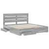 vidaXL Bed Frame with Drawer Grey Sonoma 200 x 200 cm Engineered Wood