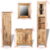 vidaXL Vanity Cabinet with Mirror and 2 Side Cabinets Solid Mango Wood