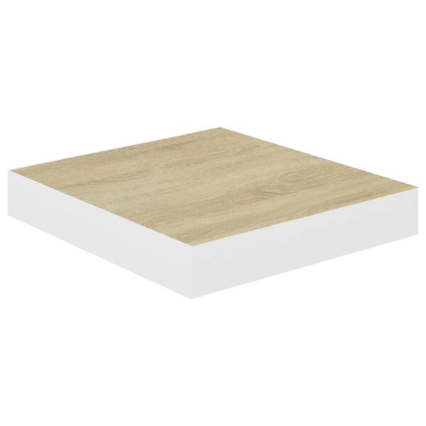 vidaXL Floating Wall Shelves 2 pcs Oak and White 23x23.5x3.8 cm MDF