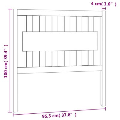 vidaXL Bed Headboard Grey 95.5x4x100 cm Solid Wood Pine