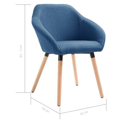 vidaXL Dining Chairs 6 pcs Blue Fabric
