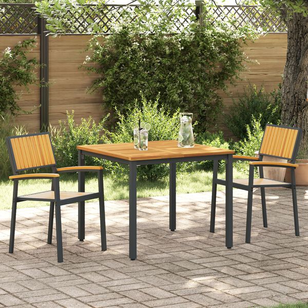 vidaXL Garden Dining Set 3 pcs Black Solid Acacia Wood