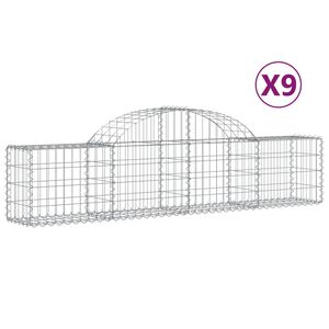 vidaXL Arched Gabion Baskets 9 pcs 200x30x40/60 cm Galvanised Iron