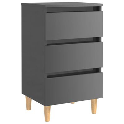 vidaXL Bed Cabinets & Wood Legs 2 pcs High Gloss Grey 40x35x69cm