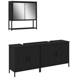 vidaXL Bathroom Furniture Set 3 pcs Black Engineered wood