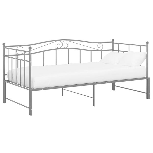 vidaXL Pull-out Sofa Bed Frame without Mattress Grey Metal 90x200 cm