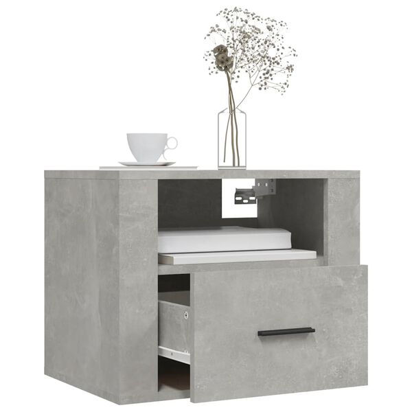 vidaXL Wall-mounted Bedside Cabinet Concrete Grey 50x36x40 cm