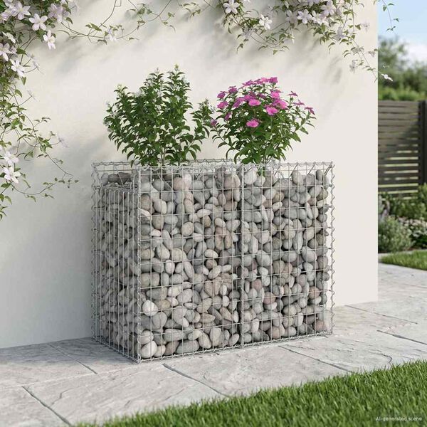 vidaXL Gabion Raised Bed Silver 100 x 50 x 80 cm Galvanised Steel