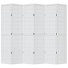 vidaXL Room Divider 6 Panels White Solid Wood Paulownia