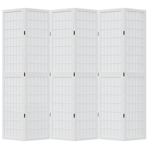 vidaXL Room Divider 6 Panels White Solid Wood Paulownia