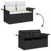 vidaXL Garden Sofa with Cushion Black 141 x 62 x 69cm Poly Rattan