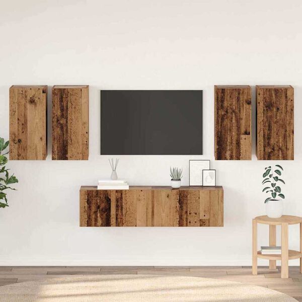 vidaXL TV Cabinet Set Wall-mounted 6 pcs Old Wood Engineered Wood