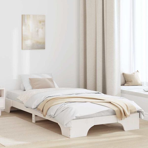 vidaXL Bed Frame White 90 x 190 cm Solid Pine Wood