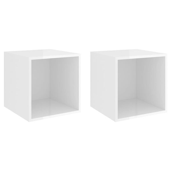 vidaXL Wall Cabinets 2 pcs High Gloss White 37x37x37 cm Engineered Wood