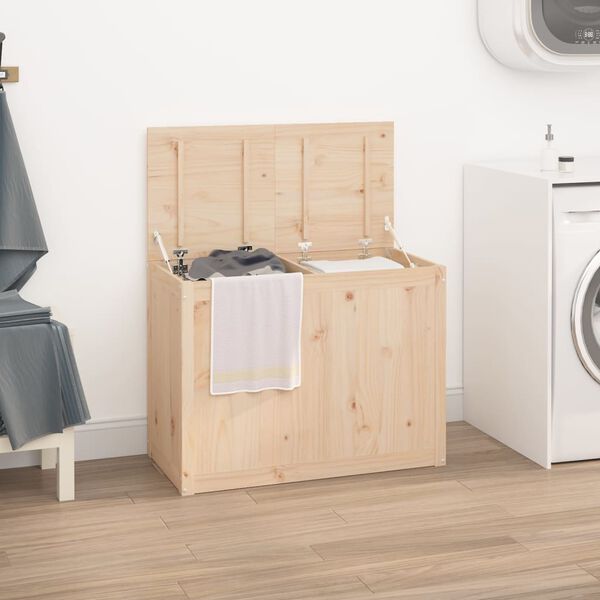 vidaXL Laundry Box 88.5x44x66 cm Solid Wood Pine