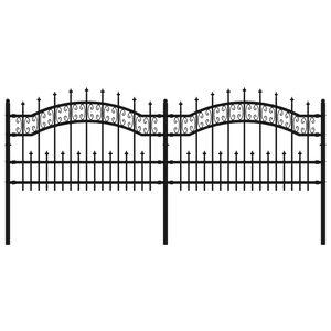 vidaXL Garden Fence with Spear Top Black 240x75 cm Powder-coated Steel