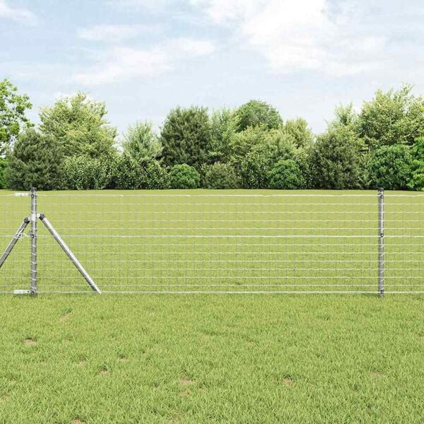 vidaXL Fence Post 7 pcs Silver Steel