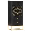 vidaXL Drawer Cabinet Black and Gold 45x30x105 cm Solid Mango Wood