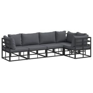 vidaXL Garden Sofa Set with Cushion 5 pcs Black Aluminium