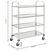 vidaXL 4-Tier Kitchen Trolley 107x55x125 cm Stainless Steel