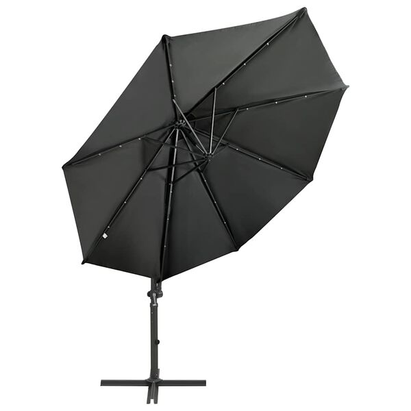 vidaXL Cantilever Garden Parasol with Pole and LED Lights Anthracite 300 cm