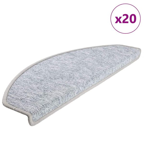 vidaXL Stair Mats 20 pcs 65x24x4 cm Light Grey Half Round Large