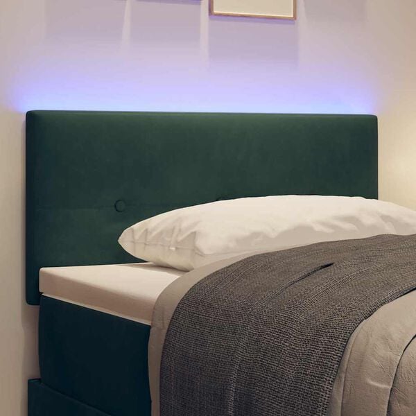 vidaXL LED Headboard with LED Strip Lights Green 80 cm Polyester