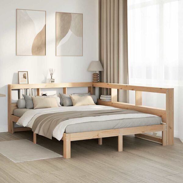 vidaXL Bookcase Bed without Mattress 140x190 cm Solid Wood Pine