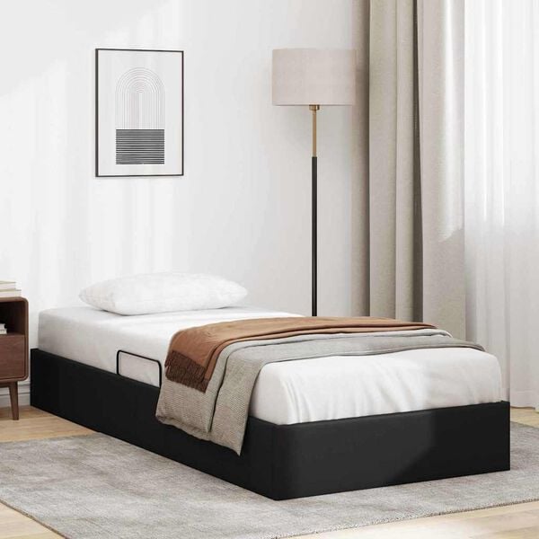 vidaXL Storage Bed with Mattress Black 90 x 190 cm Faux leather