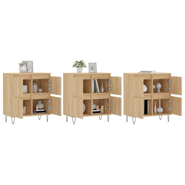 vidaXL Sideboards 3 pcs Sonoma Oak Engineered Wood