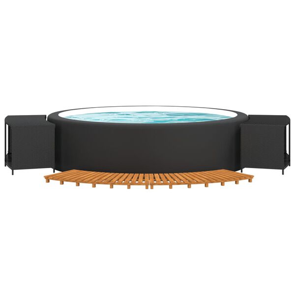 vidaXL Hot Tub Surround Black Poly Rattan and Solid Wood Acacia