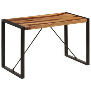 vidaXL Dining Table | Brown and black | Solid Sheesham wood | 120 cm | Durable