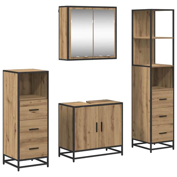 vidaXL Bathroom Furniture Set 4 pcs Artisan oak Engineered wood