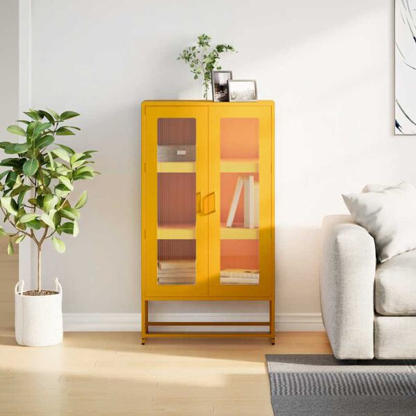 vidaXL Highboard Mustard Yellow 68x39x123 cm Steel